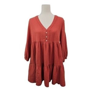 Madewell Colette Mini Dress Boho Peasant Tiered Oversized‎ Flowy